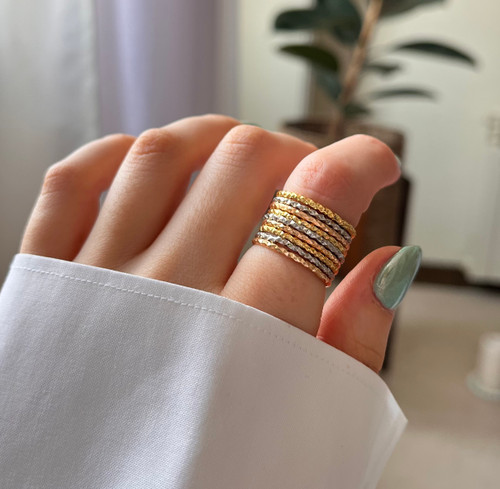 انگشتر زنانه ۹ لاین سه رنگ