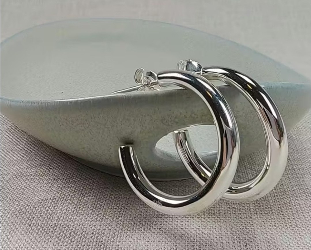 گوشواره حلقه ای آبکاری نقره ای